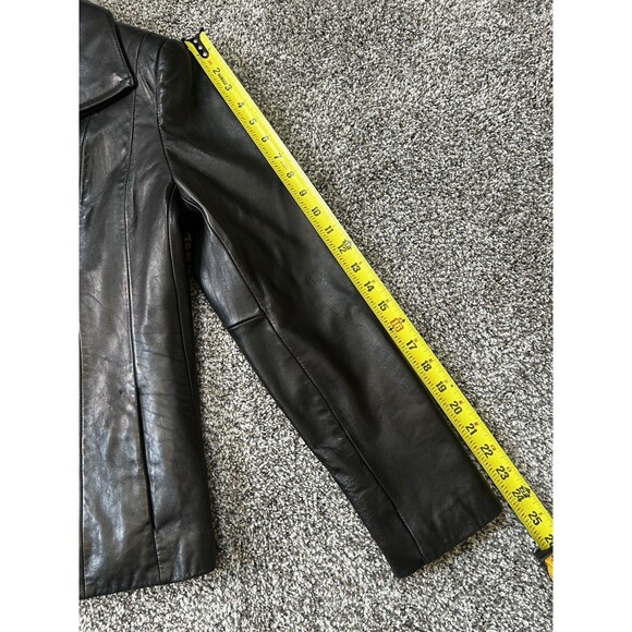 Anne Klein Genuine Leather Black Small Coat - Picture 8 of 13